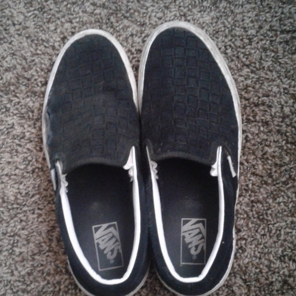 Suede vans slip on